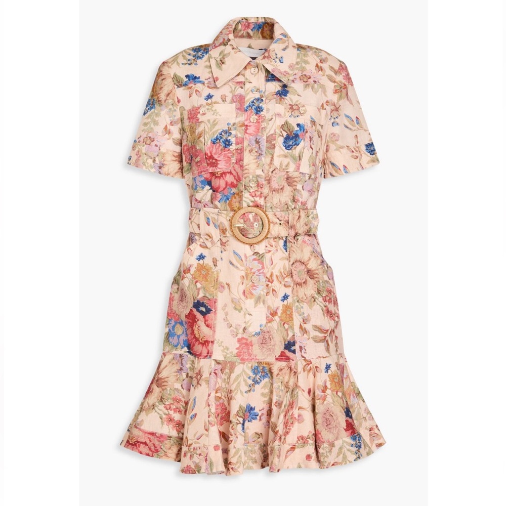 Zimmermann belted floral print mini dress